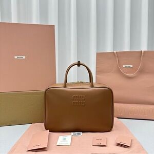 Miu Miu Bow Handbag Leather Brown